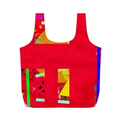 Red Abstraction Full Print Recycle Bags (m)  by Valentinaart