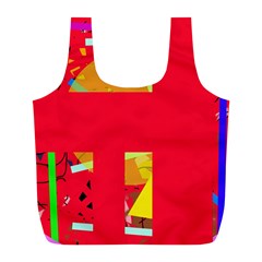 Red Abstraction Full Print Recycle Bags (l)  by Valentinaart