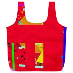 Red Abstraction Full Print Recycle Bags (l)  by Valentinaart