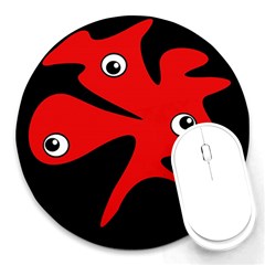 Red Amoeba Round Mousepads by Valentinaart