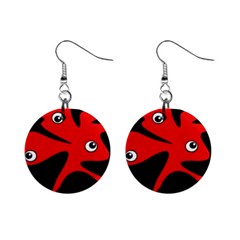 Red Amoeba Mini Button Earrings by Valentinaart