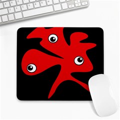 Red Amoeba Large Mousepads by Valentinaart