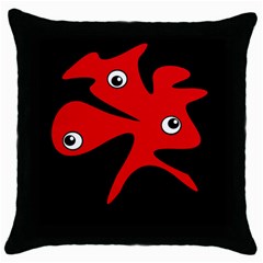 Red Amoeba Throw Pillow Case (black) by Valentinaart