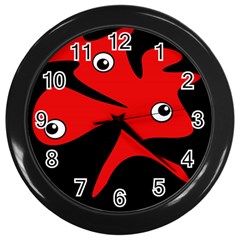 Red Amoeba Wall Clocks (black) by Valentinaart