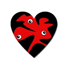 Red Amoeba Heart Magnet by Valentinaart