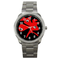 Red Amoeba Sport Metal Watch by Valentinaart