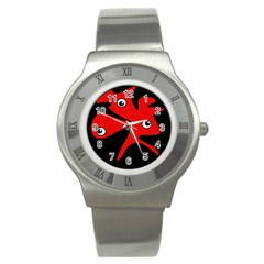 Red Amoeba Stainless Steel Watch by Valentinaart