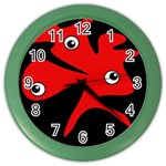 Red amoeba Color Wall Clocks Front