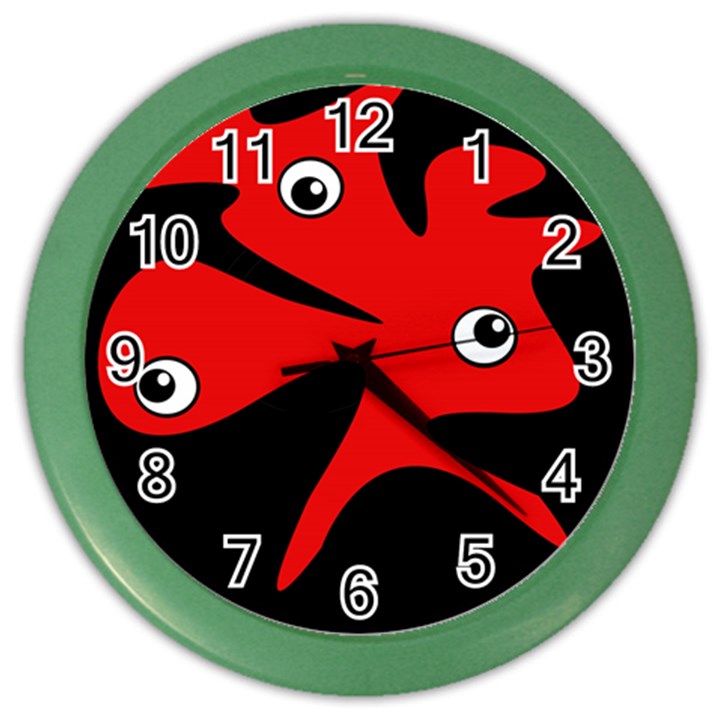 Red amoeba Color Wall Clocks