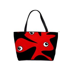 Red Amoeba Shoulder Handbags by Valentinaart