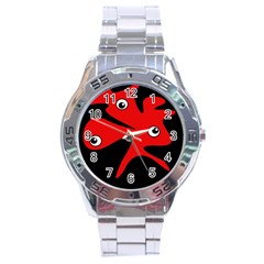 Red Amoeba Stainless Steel Analogue Watch by Valentinaart