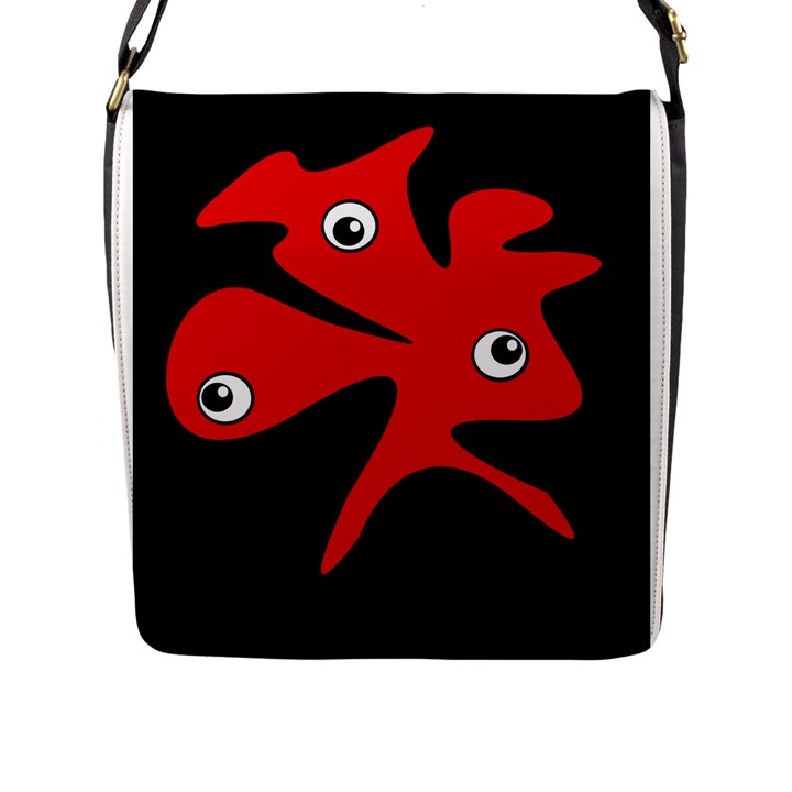 Red amoeba Flap Messenger Bag (L) 