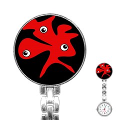 Red Amoeba Stainless Steel Nurses Watch by Valentinaart