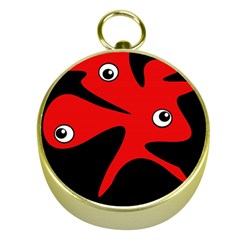 Red Amoeba Gold Compasses by Valentinaart