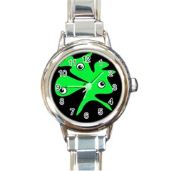 Green Amoeba Round Italian Charm Watch by Valentinaart