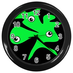 Green Amoeba Wall Clocks (black) by Valentinaart