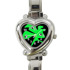 Green Amoeba Heart Italian Charm Watch by Valentinaart