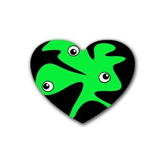 Green Amoeba Heart Coaster (4 Pack)  by Valentinaart