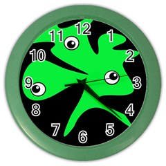 Green Amoeba Color Wall Clocks by Valentinaart