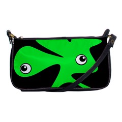 Green Amoeba Shoulder Clutch Bags by Valentinaart