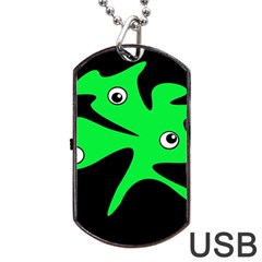 Green Amoeba Dog Tag Usb Flash (two Sides) 