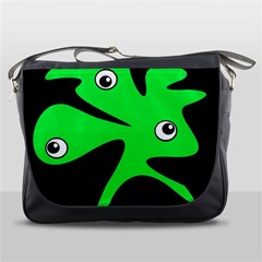 Green Amoeba Messenger Bags by Valentinaart