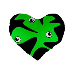 Green Amoeba Standard 16  Premium Heart Shape Cushions by Valentinaart