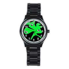 Green Amoeba Stainless Steel Round Watch by Valentinaart