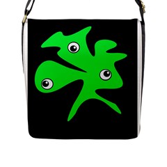 Green Amoeba Flap Messenger Bag (l)  by Valentinaart