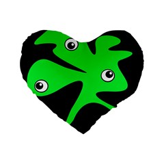 Green Amoeba Standard 16  Premium Flano Heart Shape Cushions