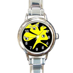 Yellow amoeba Round Italian Charm Watch