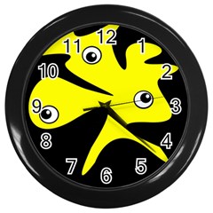 Yellow amoeba Wall Clocks (Black)