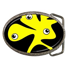 Yellow amoeba Belt Buckles