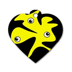 Yellow amoeba Dog Tag Heart (Two Sides)