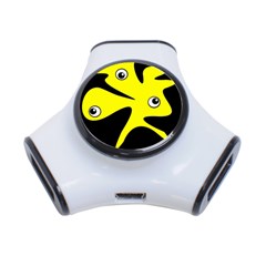 Yellow amoeba 3-Port USB Hub