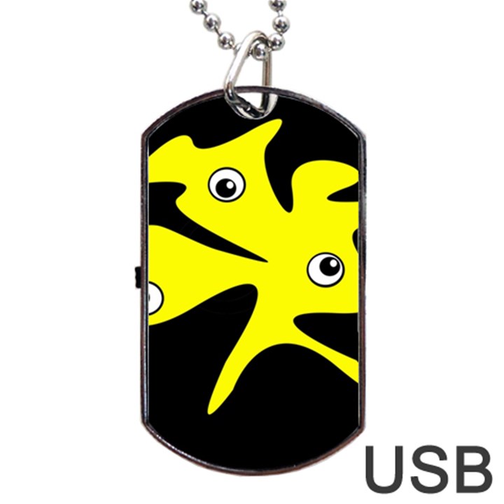 Yellow amoeba Dog Tag USB Flash (Two Sides) 