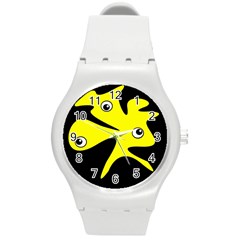 Yellow amoeba Round Plastic Sport Watch (M)