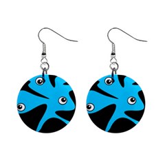 Blue Amoeba Mini Button Earrings by Valentinaart