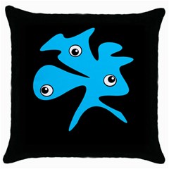 Blue Amoeba Throw Pillow Case (black) by Valentinaart