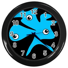 Blue Amoeba Wall Clocks (black) by Valentinaart