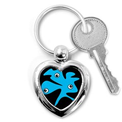 Blue Amoeba Key Chains (heart)  by Valentinaart