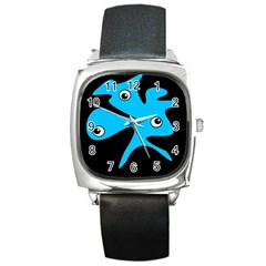 Blue Amoeba Square Metal Watch by Valentinaart