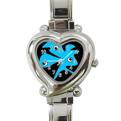 Blue Amoeba Heart Italian Charm Watch by Valentinaart