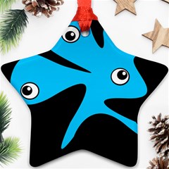 Blue Amoeba Star Ornament (two Sides)  by Valentinaart