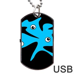 Blue Amoeba Dog Tag Usb Flash (two Sides)  by Valentinaart