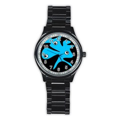 Blue Amoeba Stainless Steel Round Watch by Valentinaart