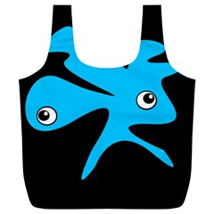 Blue Amoeba Full Print Recycle Bags (l)  by Valentinaart