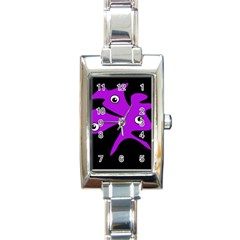 Purple amoeba Rectangle Italian Charm Watch