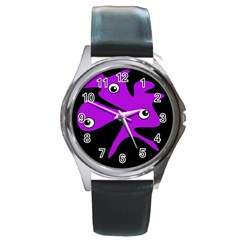 Purple amoeba Round Metal Watch