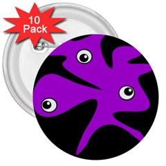 Purple amoeba 3  Buttons (10 pack) 